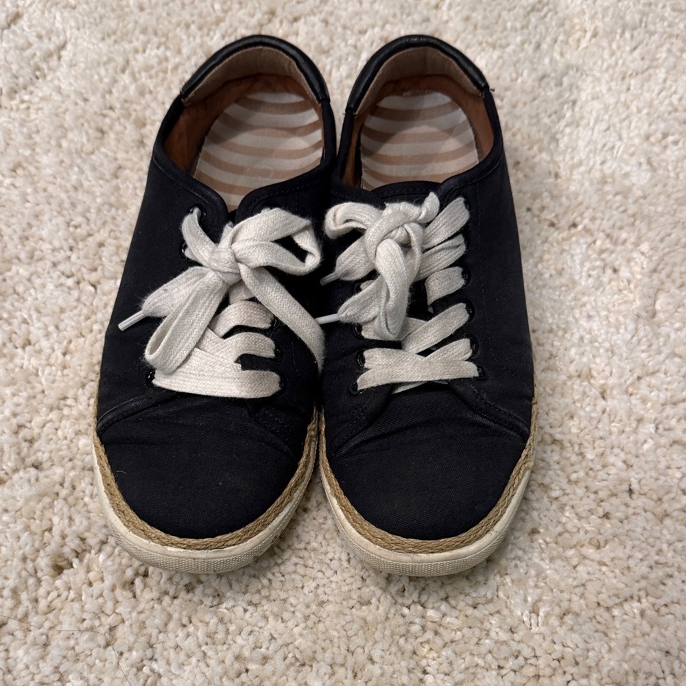 Women’s Black Canvas Sneakers with White Laces